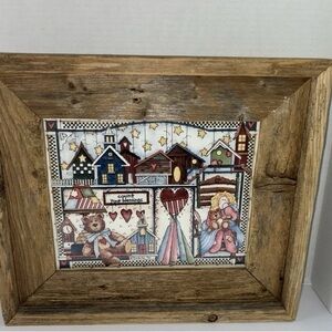 Charming Country Scene Wooden Picture Frame